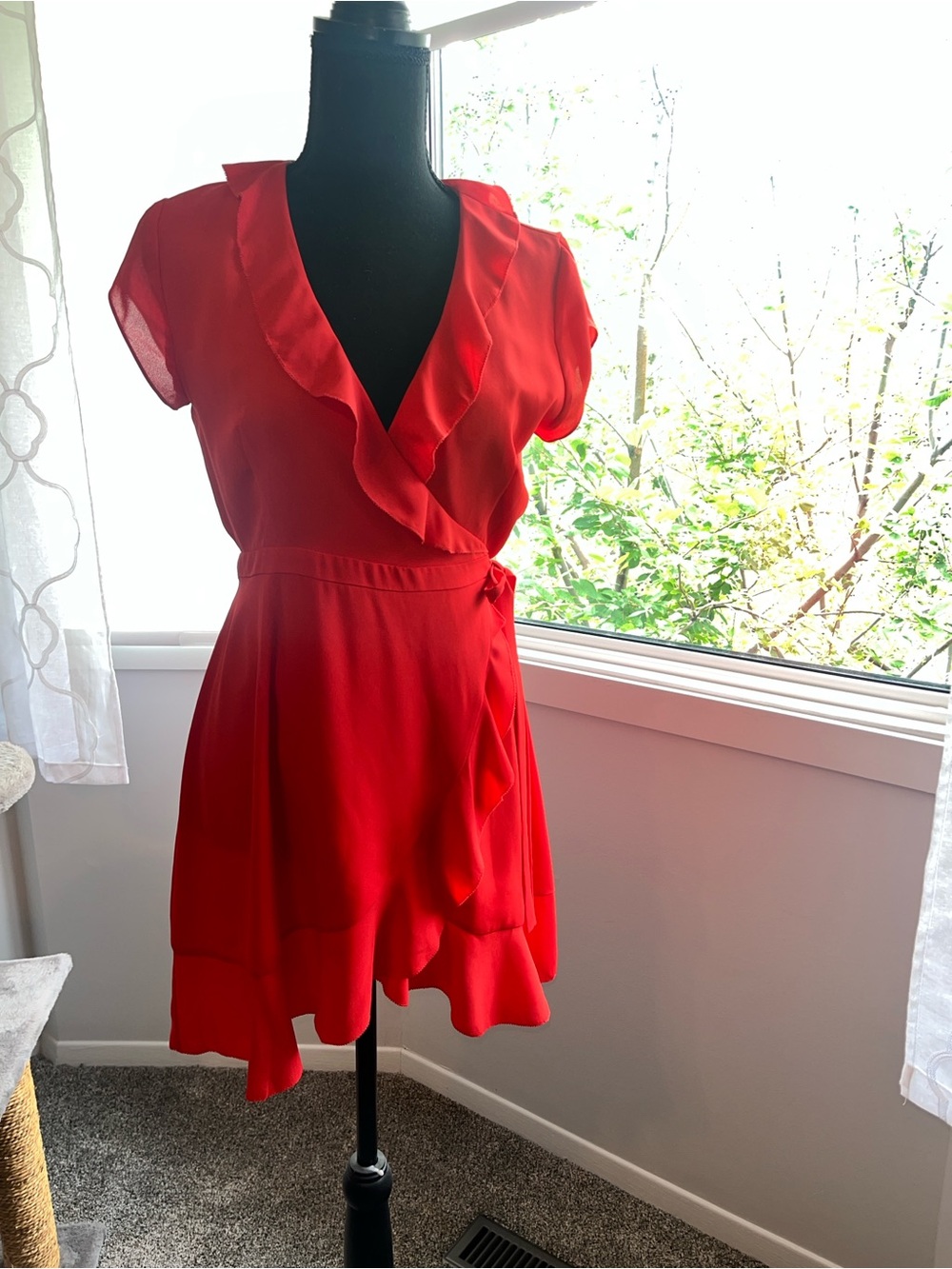 Sunday Best Red Ruffle Wrap Mini Dress - Picture 3 of 5
